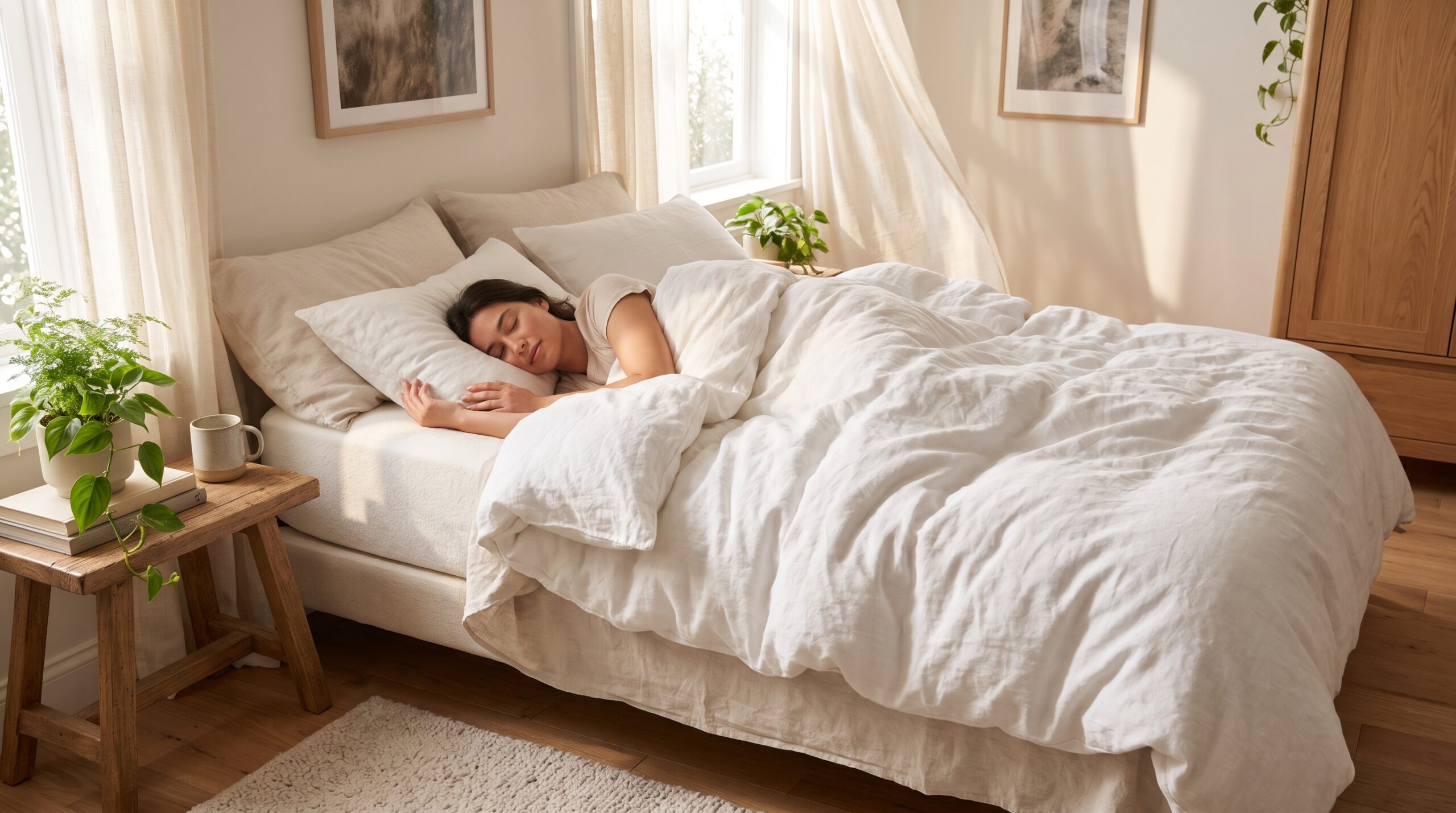 Person sleeping on best mattress Casper vs Purple comparison